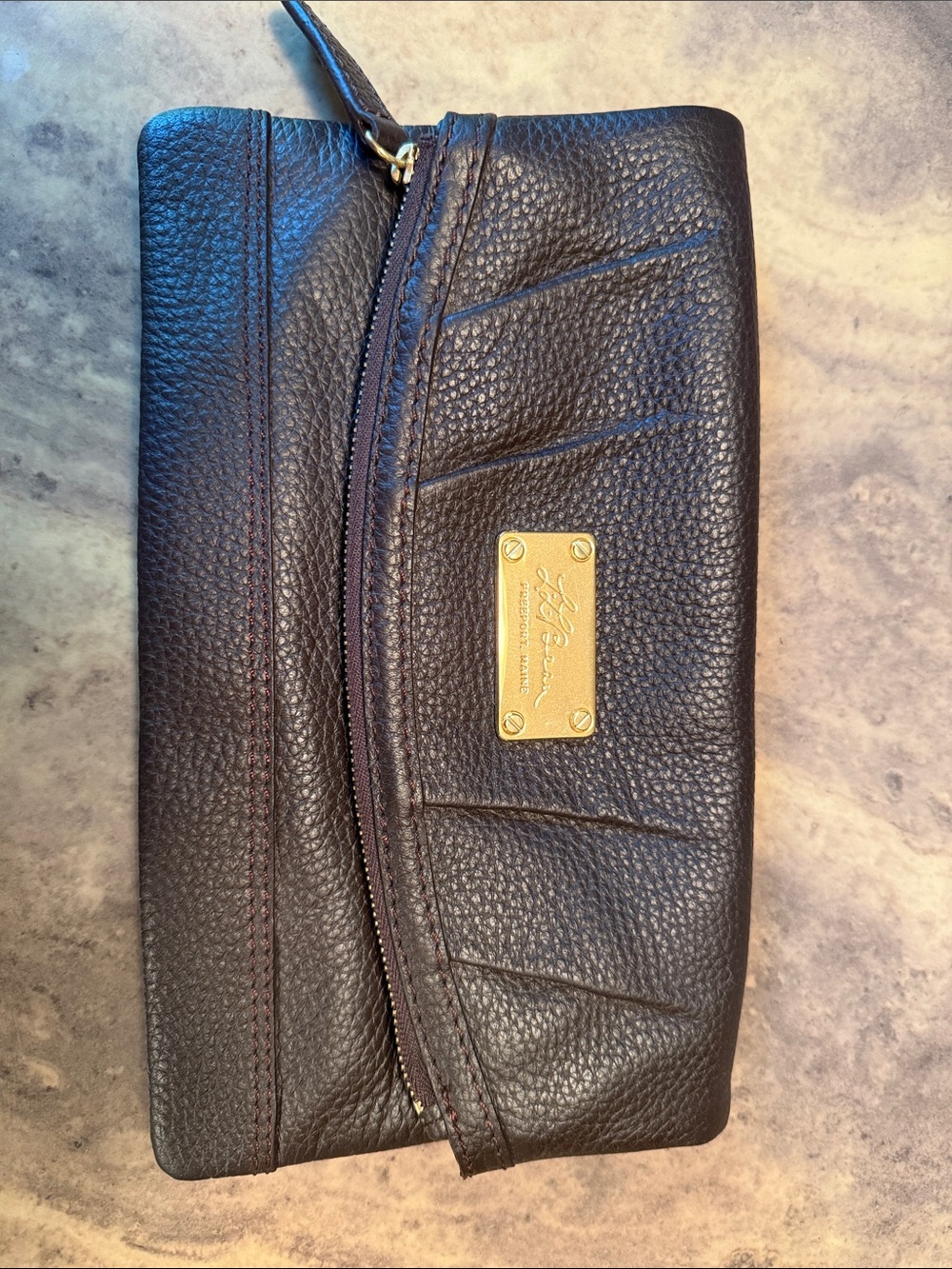 LL Bean Leather Clutch - Dark Brown